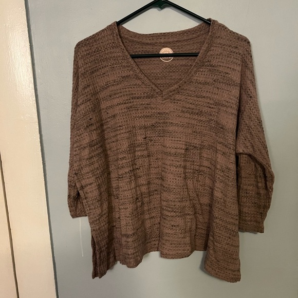 Sundown Size Small 3/4 Sleeve Sweater V Neck Pink & Black - Picture 2 of 7